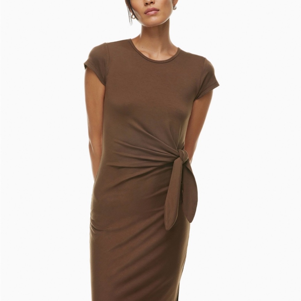 Wilfred Brown Midi Dress with Knot Detail